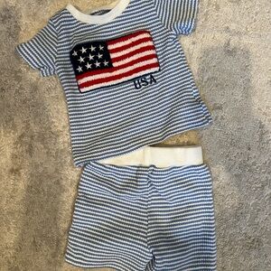 Baby Boy/Girl Knit USA Flag Set – 2pc Outfit